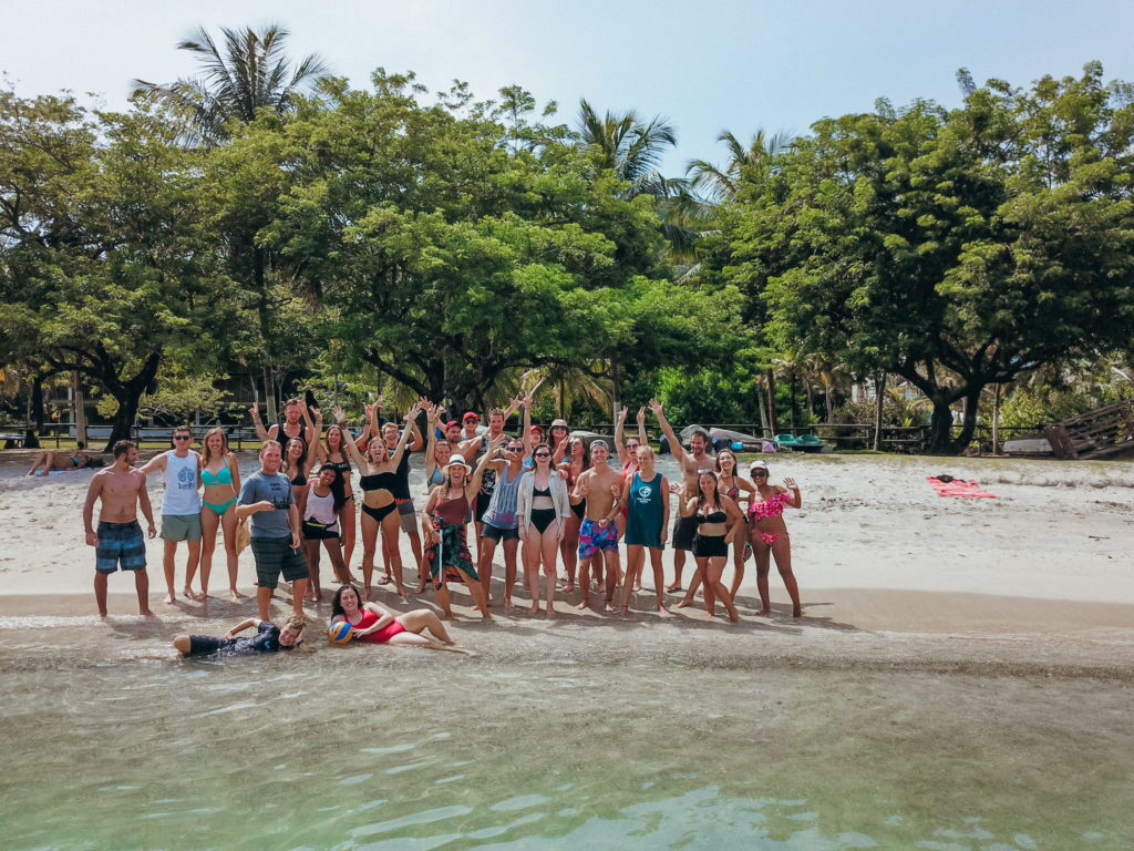 Group of travelers in San Blas Beach